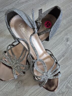 De Blossom Collection Silver Glitter Strappy Evening Heels